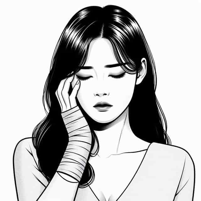韓国語の単語、形容詞の「 아프다 / 痛い」のイメージ画像