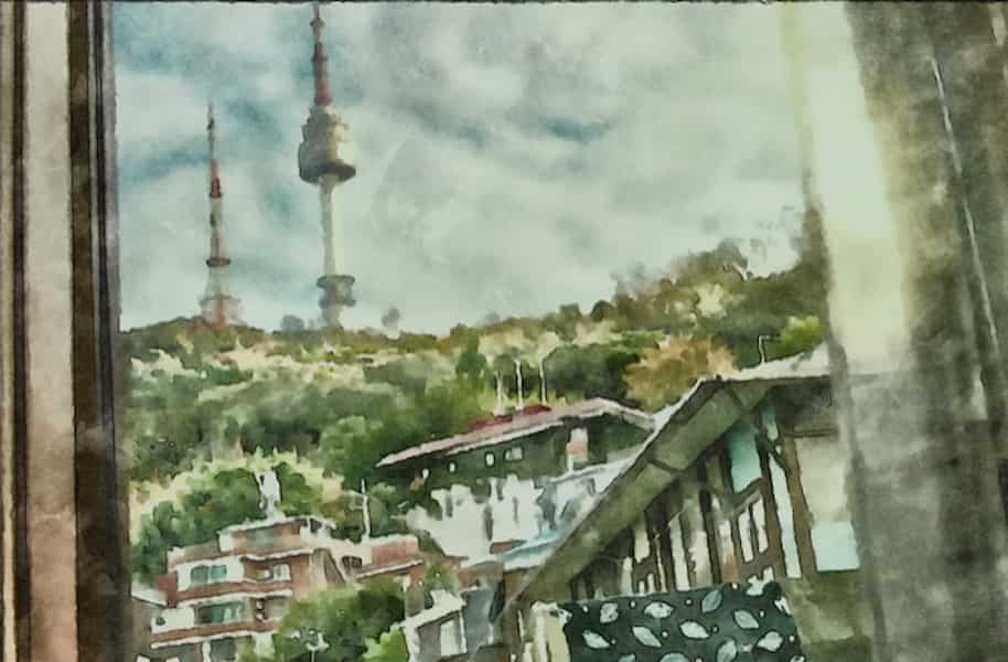 韓国映画『バーニング 劇場版』で、ヘミの部屋から見えるソウルタワーの画像
