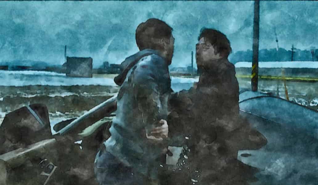 韓国映画『バーニング 劇場版』で、ジョンスがベンを刺す画像